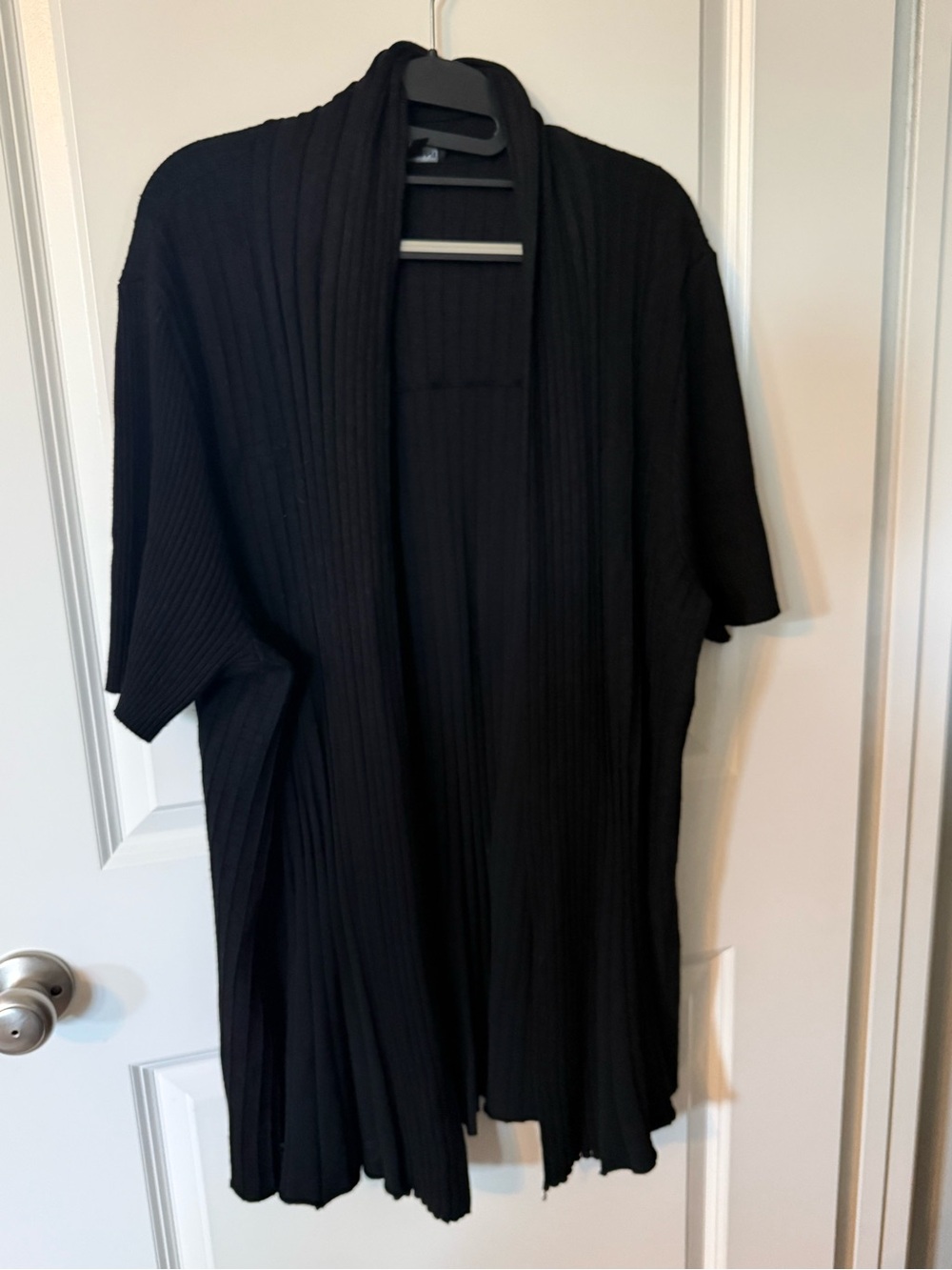 Lane Bryant Black Ribbed Open-Front Cardigan